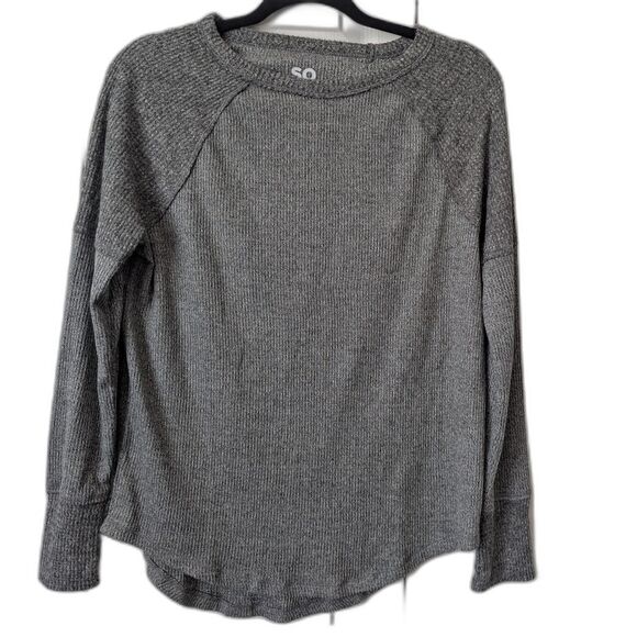 SO Cozy Long Sleeve Gray Casual Raglan Tee Women's Small - Picture 2 of 4